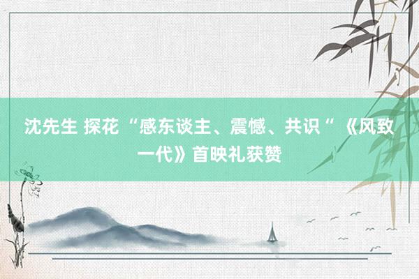 沈先生 探花 “感东谈主、震憾、共识“ 《风致一代》首映礼获赞