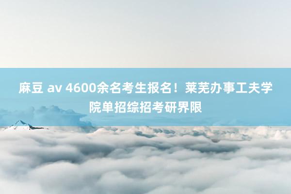 麻豆 av 4600余名考生报名！莱芜办事工夫学院单招综招考研界限