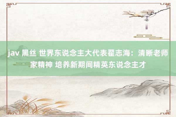 jav 黑丝 世界东说念主大代表翟志海：清晰老师家精神 培养新期间精英东说念主才