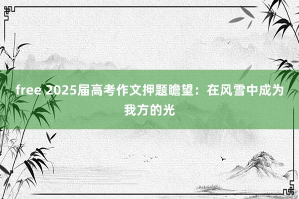 free 2025届高考作文押题瞻望：在风雪中成为我方的光