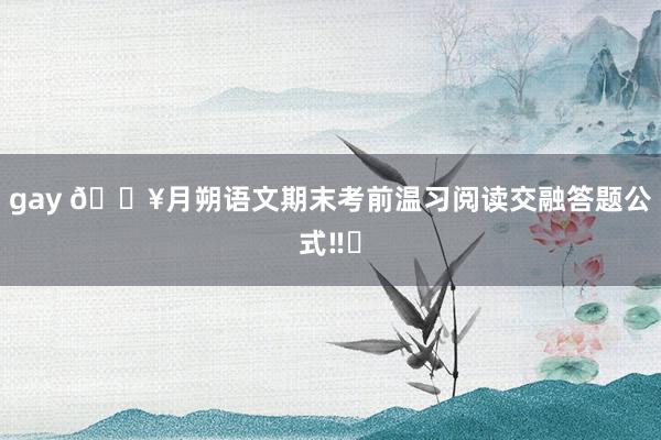 gay 🔥月朔语文期末考前温习阅读交融答题公式‼️